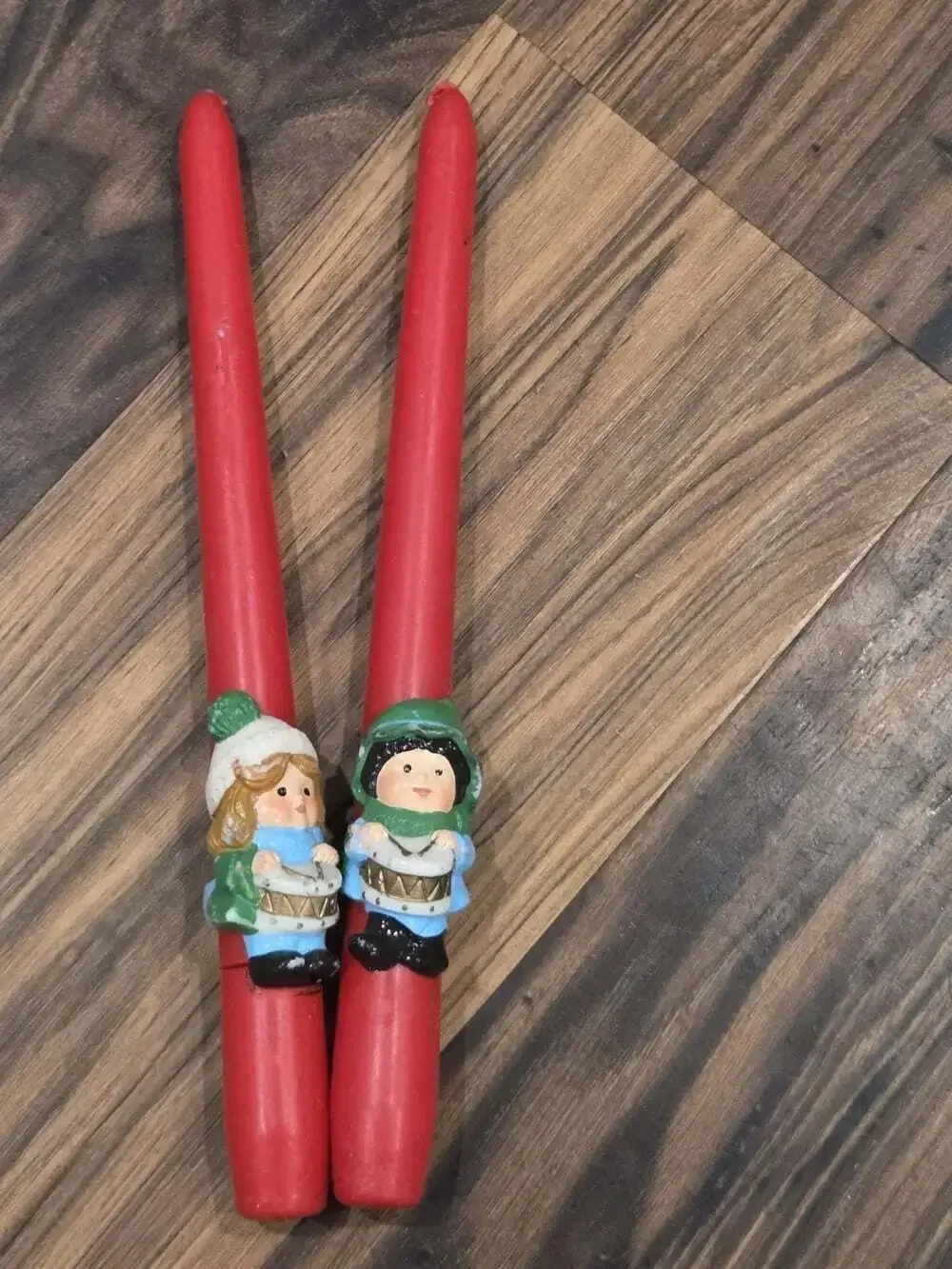 Vtf Avon Christmas Taper Candles Drummer Boy Girl Figural Set Red 10